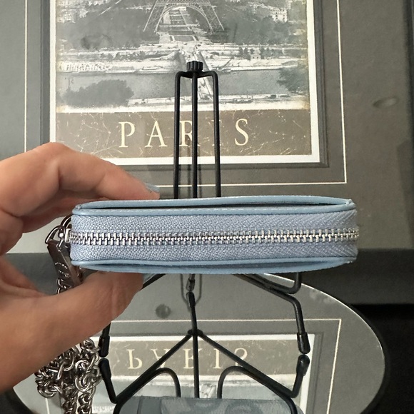 Coach Zip Card Case In Sketch Signature Canvas Ice Blue - Picture 8 of 11